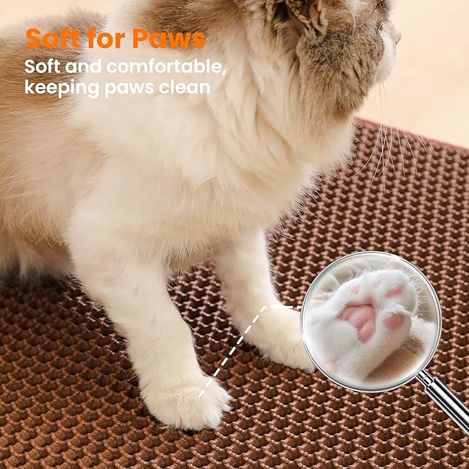 Extra Large Cat Litter Mat, 30x22 Inches Honeycomb Double Layer Cat Litter - Image 7