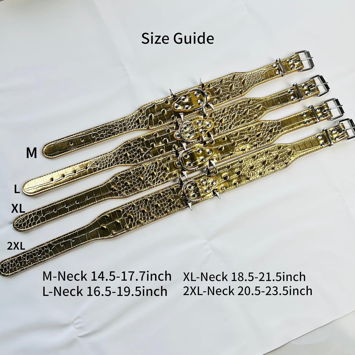 Spiked Dog Collar for Large Dogs Shepherd Doberman Labrador (Gold,XL-Neck 18-21 Inch)