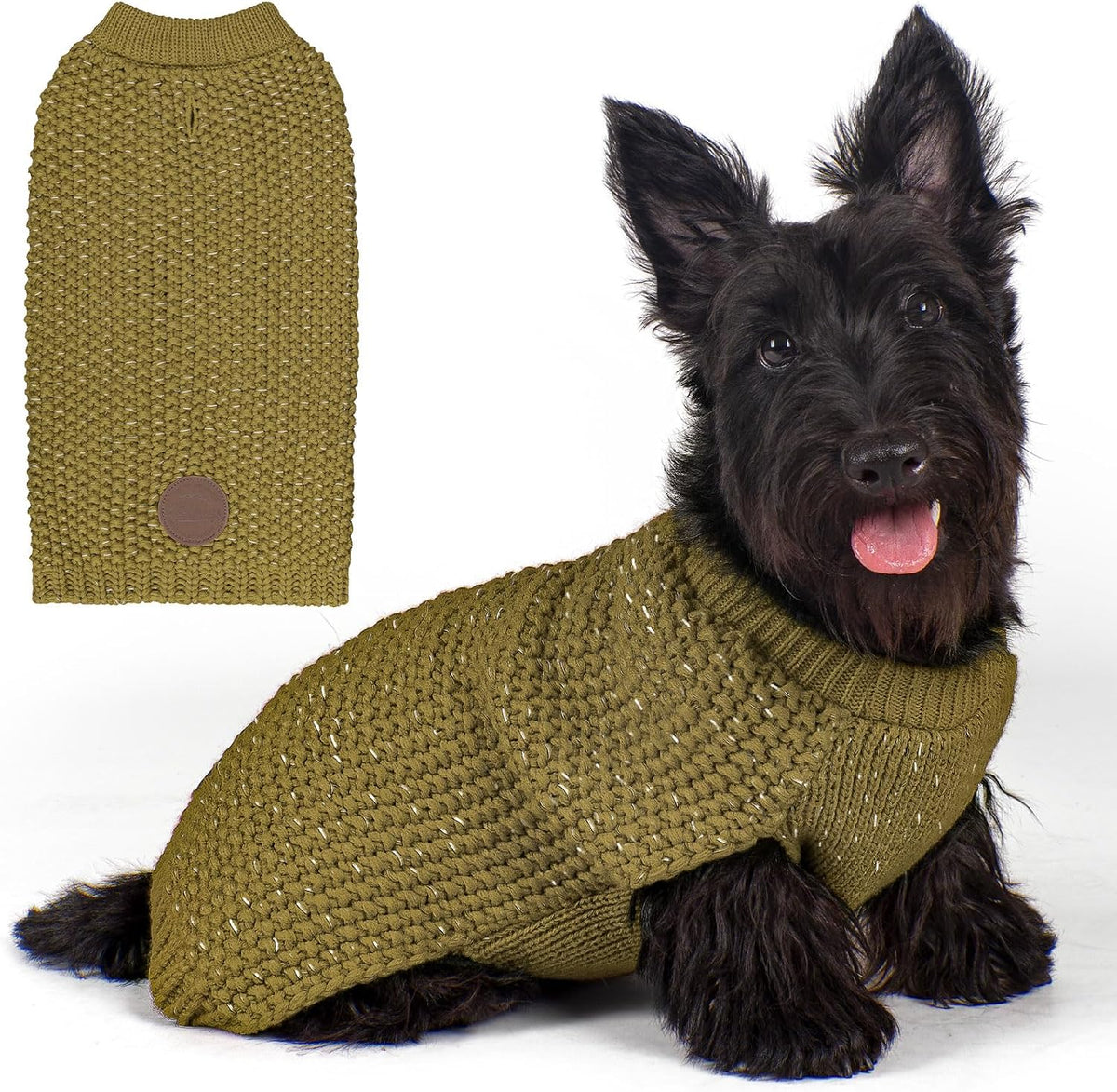 KYEESE Reflective Yarn Dog Sweater for Small Medium Dog Thick Knit Pullover
