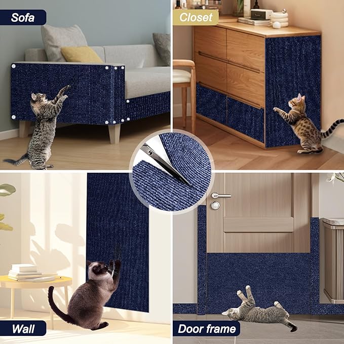 Cat Scratching Mat, 118.5"x15.9" Trimmable Self-Adhesive Cat Scratch Carpet - Image 8
