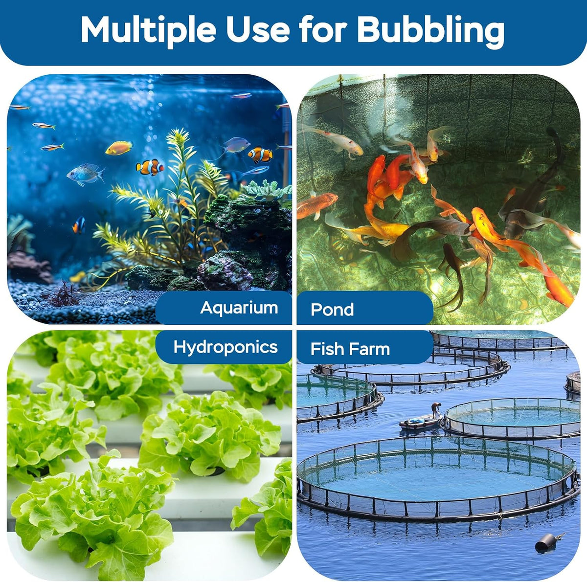 AquaMiracle New Innovative Rubber Air Stone | Air Bubbler | Oxygen Air Diffuser | for Pond Aerator | Pond Aeration | for Large Aquarium | 8”x1.52” | 1-Pack