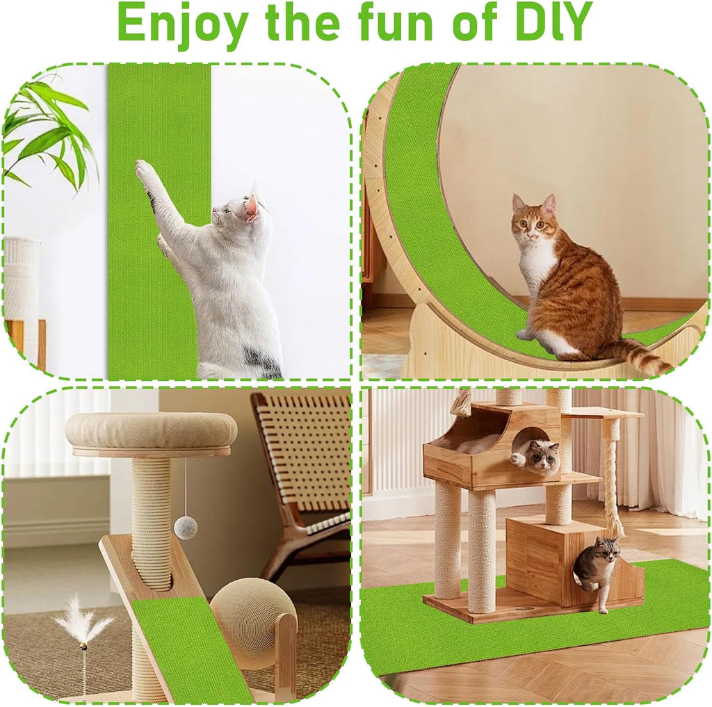 YEXEXINM Trimmable Cat Scratching Post Carpet Covered 78.7”x15.8” Self-Adhesive Cat Tree Shelves Replacement Parts Mat Cat Scratcher for Cat Tree Shelf Steps Couch Furniture DIY Protector（Green）