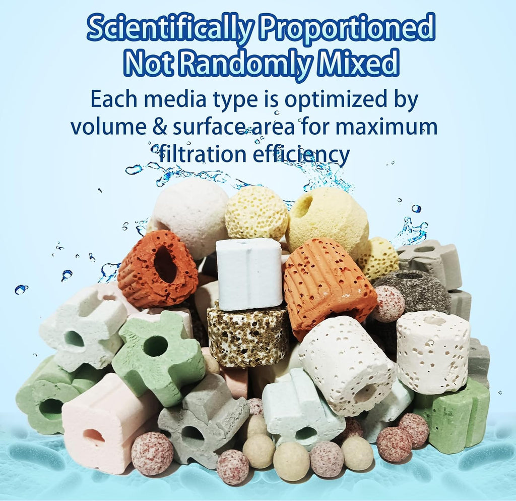 2lb 12-in-1 Bio Filter Media Kit - Bio Balls, Ceramic Rings for Aquarium