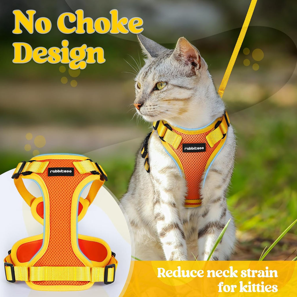 rabbitgoo Cat Harness and Leash Set, Soft Breathable Vest, Orange & Yellow