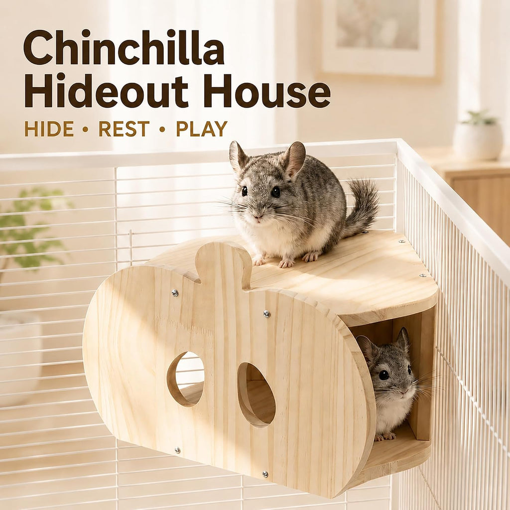 Chinchilla Hideout Wooden Chinchilla Cage Accessories Squirrel House Rabbit