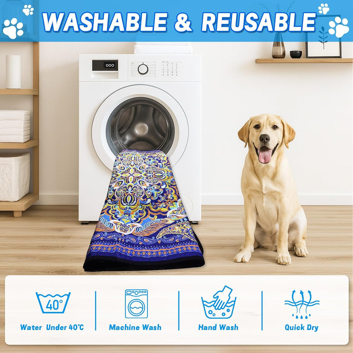 Reusable Pets Underpads, 2 Pack 36"x36" Washable Pee Pads for Dogs, Heavy Absorbency, Non-Slip and Leak-Proof Puppy Pee Mat for Crate, Couch, Floor and Pet Housebreaking