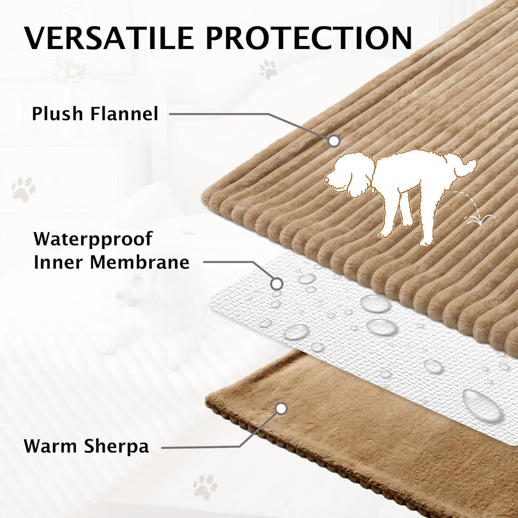 PuTian Waterproof Dog Blanket for Couch, 60"x80", Khaki