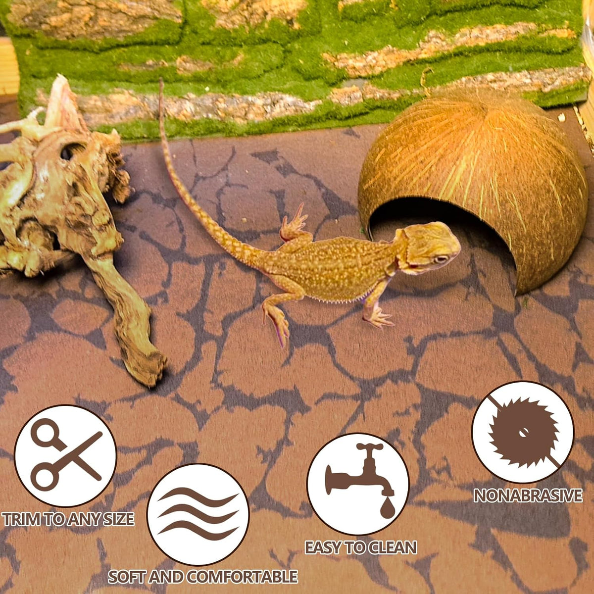 BNOSDM 2 PCS Reptile Carpet Mat Terrarium Liner Bedding Reptile Cage Mat Supplies for Tortoise Lizard Leopard Gecko Snake Chameleon 39.4" x 19.7"