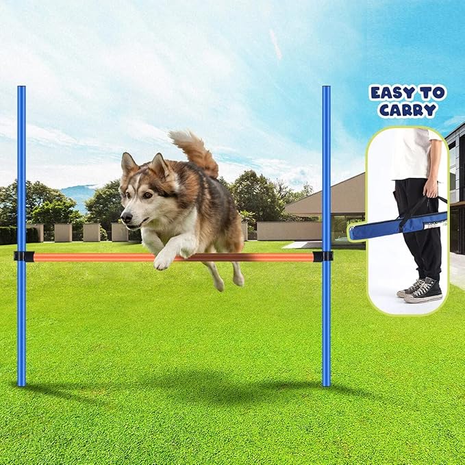 PAWISE Dog Agility Training Equipment, Pet Training Hurdles & Weave Poles Set by PAWISE