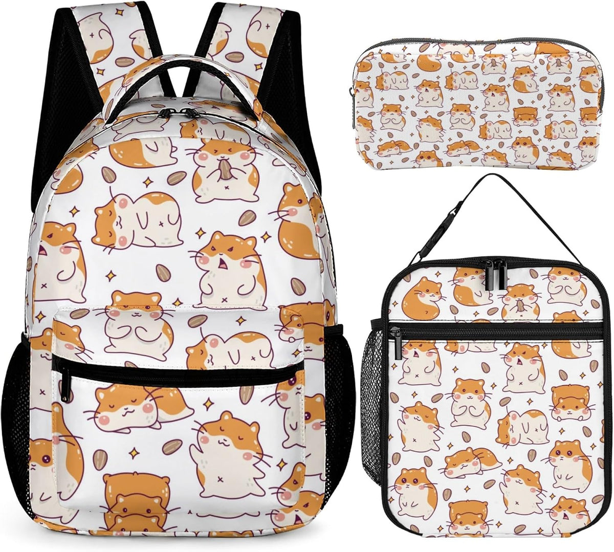 Hamster Backpack with Lunch Bag & Pencil Case, 17 in Bookbag Set