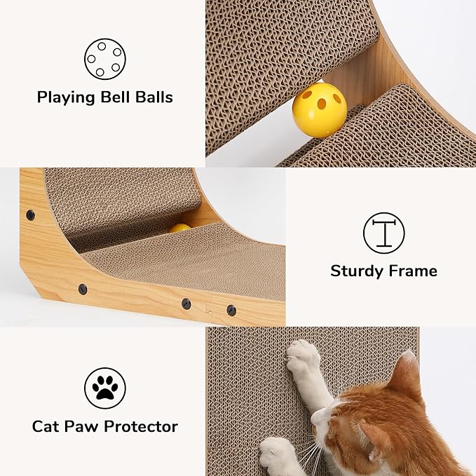 FUKUMARU Cat Scratcher, 32.7 Inch L Shape Cat Scratch Pad Wall Mounted - Image 7