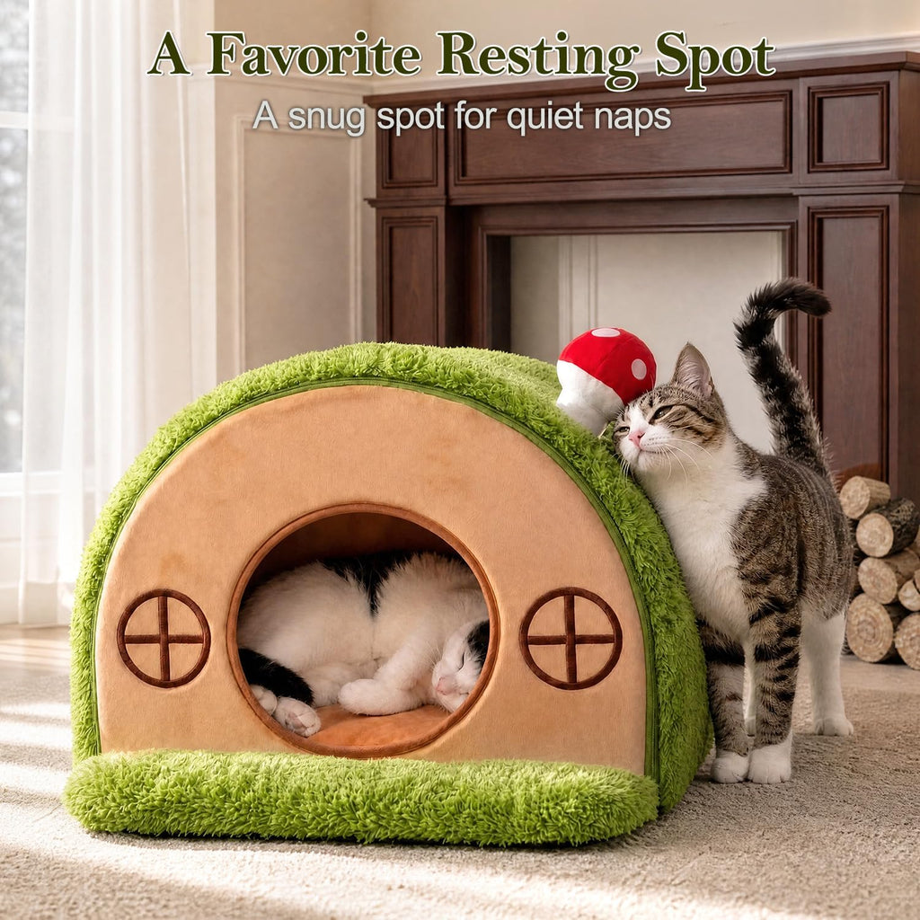 Cat House for Indoor Cats - Tree Hole Cat Bed Cave Hideaway
