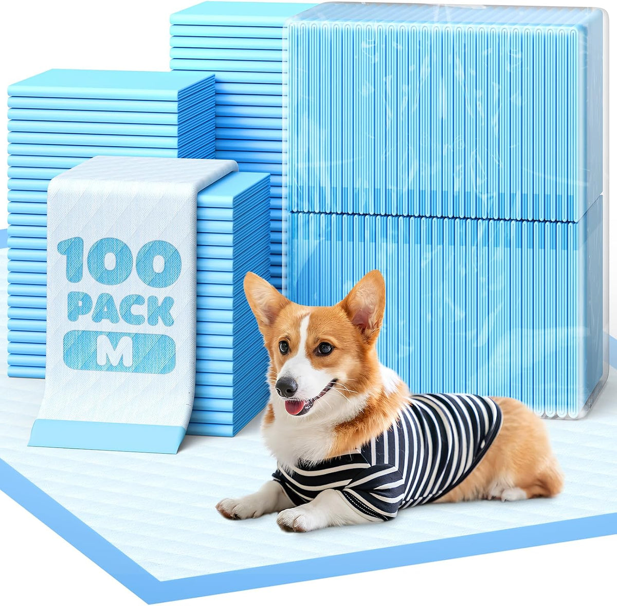 Powools Puppy Pads, 22 x 22 in, Super Absorbent, Spill-Proof, 100 Packs