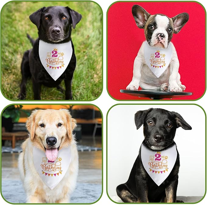 It's My 2nd Birthday Dog Bandana Happy 2nd Birthday Pet Triangle Scarf - Image 4