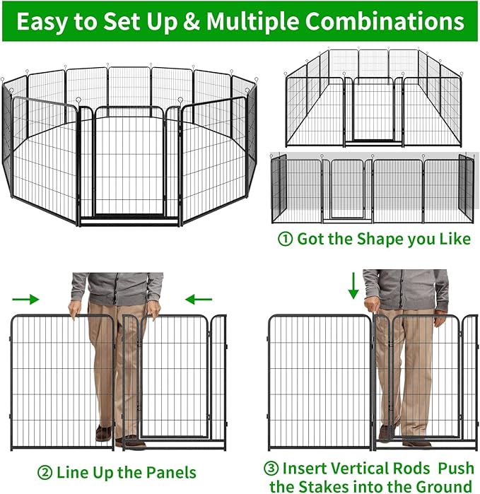 Dog Playpen Outdoor Extra Wide 12 Piece Panels Heavy Duty Anti-Rust - Image 8