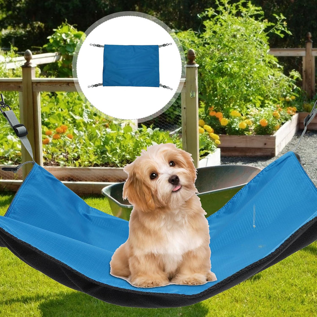 SHINEOFI Waterproof Nylon Cat Hanging Bed Hammock Double-Sided Thickened Blue Pet Swing Bed for Seasons Indoor Cage Use
