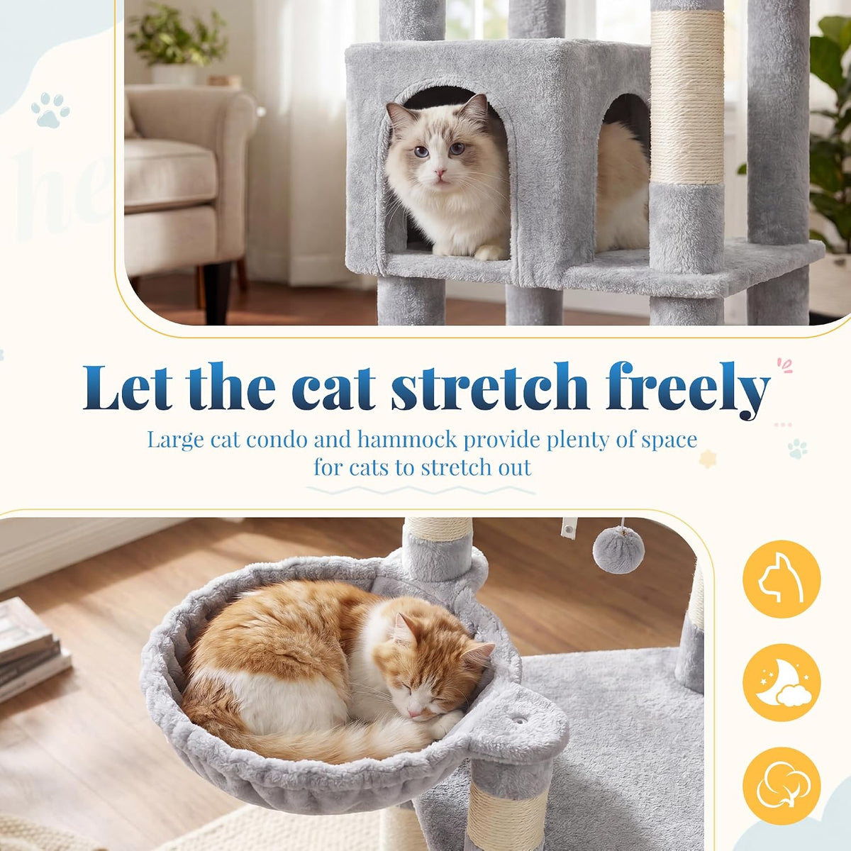 Hey-brother Cat Tree Tower, Wide Base, 5 Platforms for Multi-Cats, MPJ074W