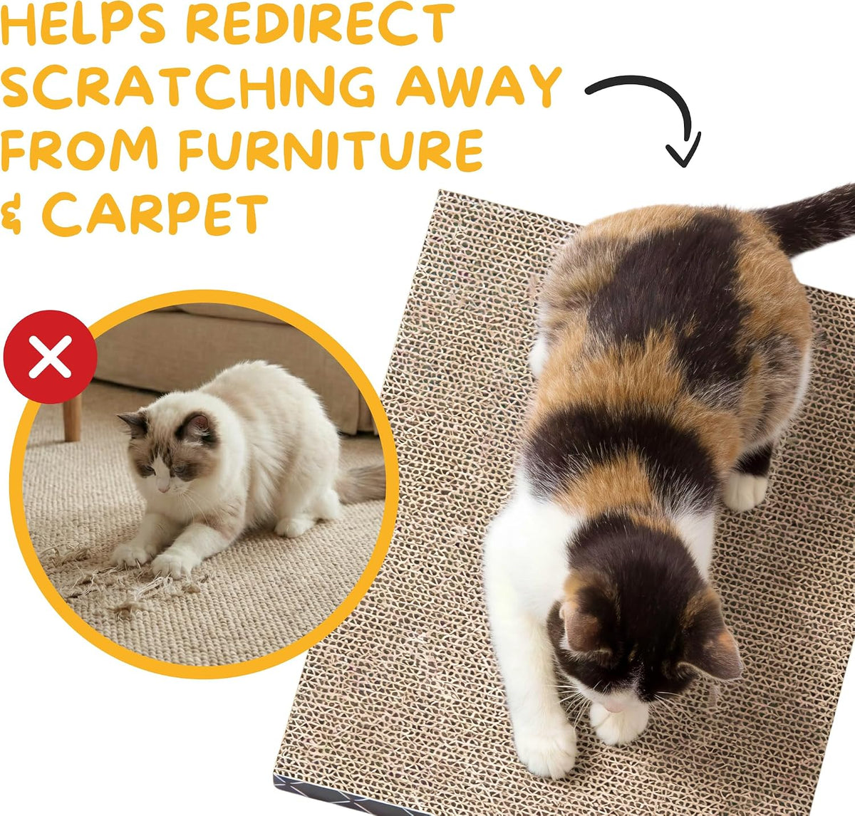 Hide & Scratch Cat Scratcher Refill Pads 2 Pack Double Sided Cardboard