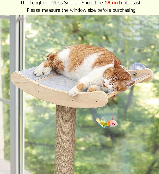 Window Cat Perch with Scratching Posts, Mounted with 3 Strong Suction Cups - Image 3