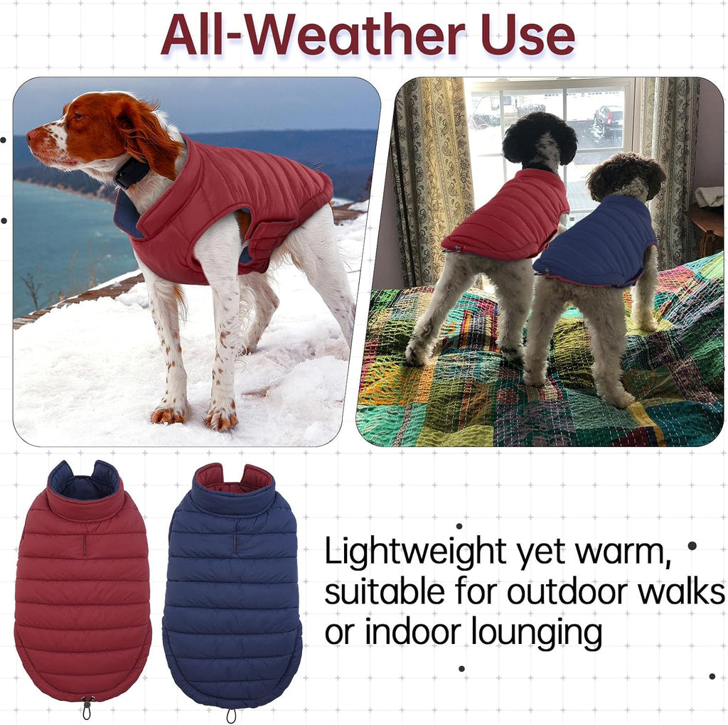 Lelepet Reversible Dog Coat Windproof Dog Jacket Lightweight Puffer Vest
