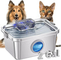PETIMI Cat & Dog Water Fountain, 2 Gallon 304 Food Grade Stainless Steel Pet Water Fountain, Ultra Quiet Dog Water Bowl Dispenser, Safety Lock, Smart Water Pump Protection