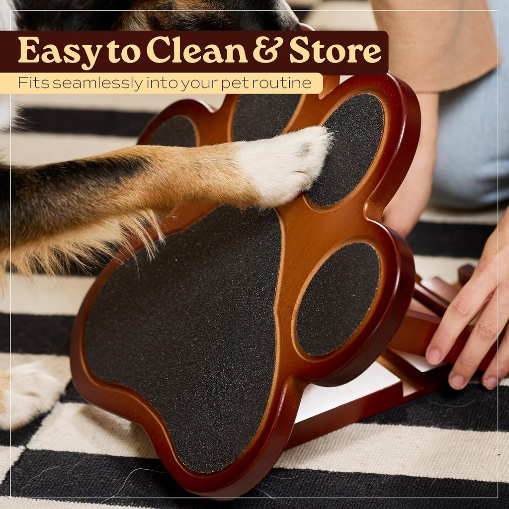 Dog Scratch Board – Bamboo 3-Piece Set for Small & Medium Dogs, Includes Nail File Board, Door Knob Nail Filer & Curved File – Reinforced Durable Design, Non-Slip Training Pad