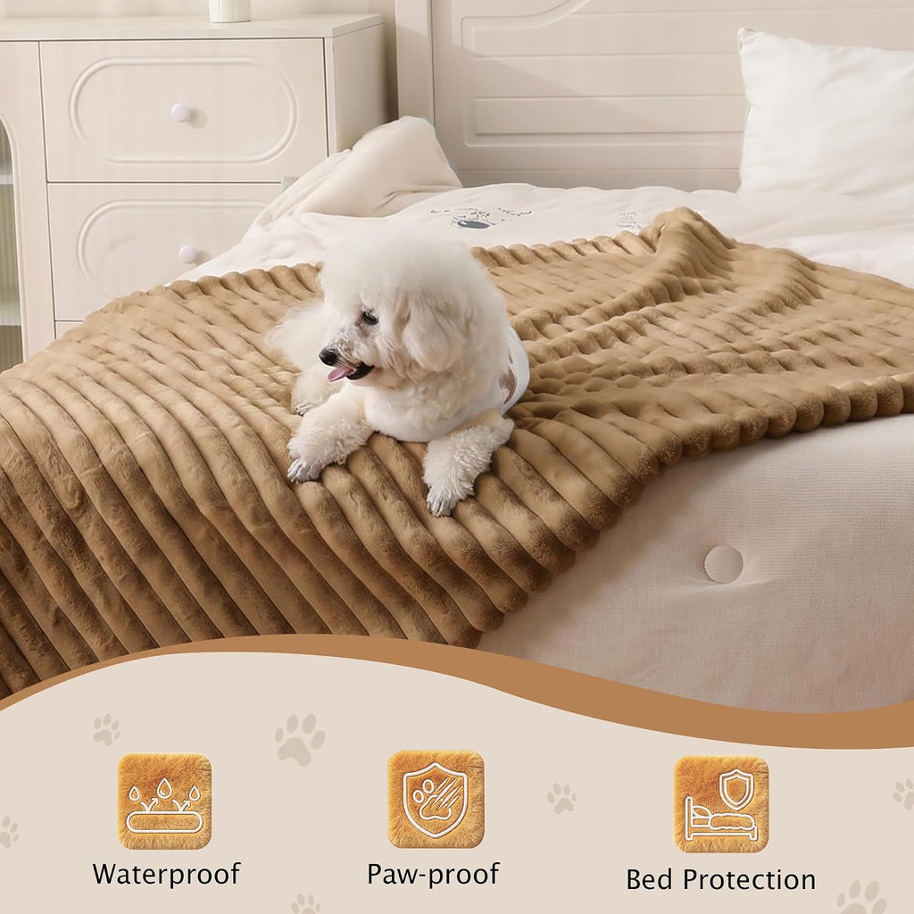 PuTian Waterproof Dog Blanket for Couch, 60"x80", Khaki