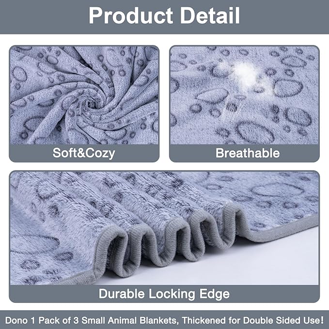 Dono 1 Pack 3 Dog Blankets, Soft Fluffy Fleece Pet Blanket Warm Sleep Mat Paw - Image 5