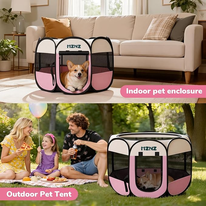 Dog Playpen, Portable Puppy Pet Crate Indoors - Image 5
