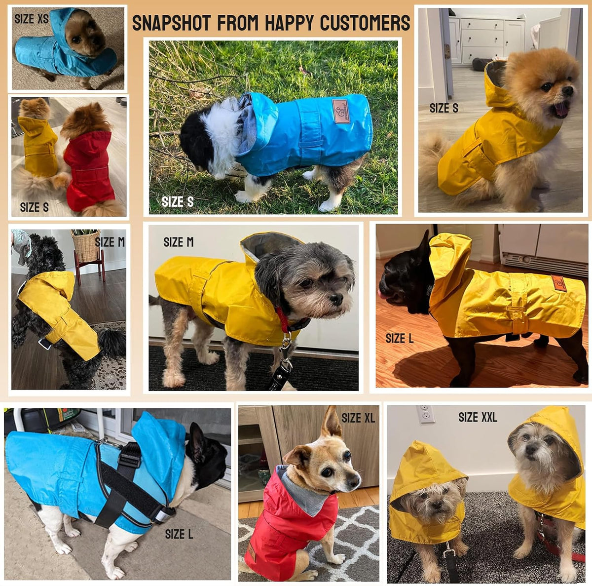 Dog Raincoat Dog Rain Jacket Waterproof Pet Rain Suit Double-Layered Poncho Hooded Warm Lining Leash Hole Adjustable for Medium Dogs,Red,XXXL,Back Length 17-21.5 inches