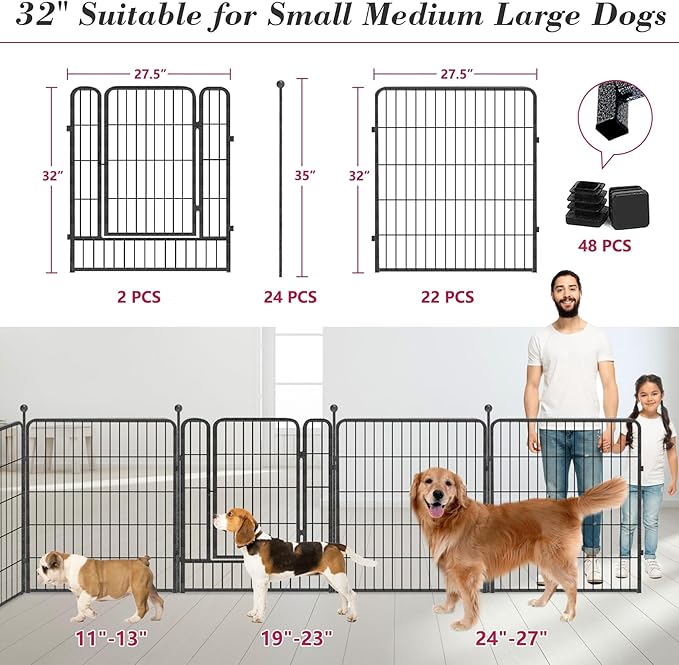 Dog Playpen 32 inch 24 Panels Indoor Outdoor Dog Pen - Image 3