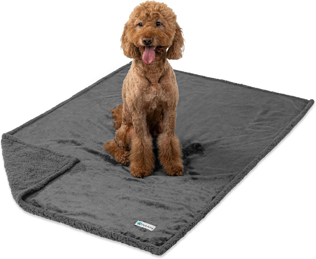 PetAmi Waterproof Dog Blanket for Large Dog Cat Pet, 60x80, Grey Sherpa