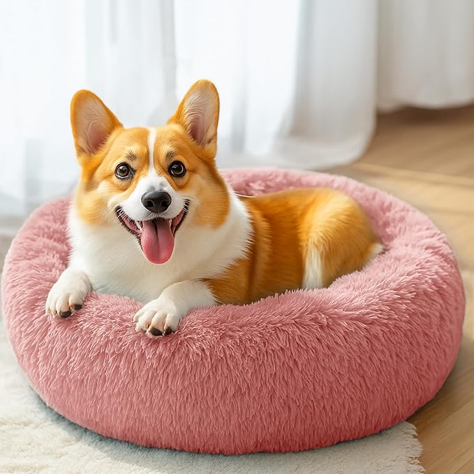 28in Large Dog Bed, Medium Size Dog and Cats, Calming Donut Bed - Image 5