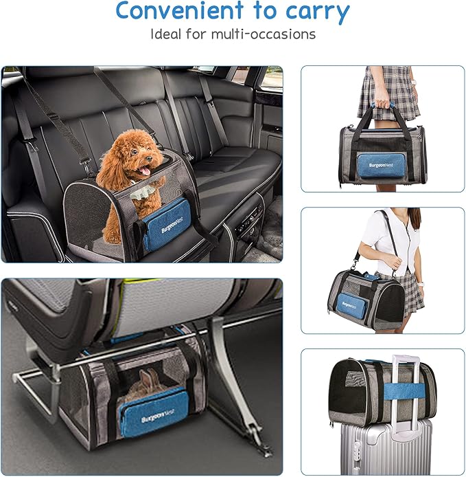 BurgeonNest Cat Carrier, Airline Approved Dog Carrier, Soft Sided Cat Pet - Image 7