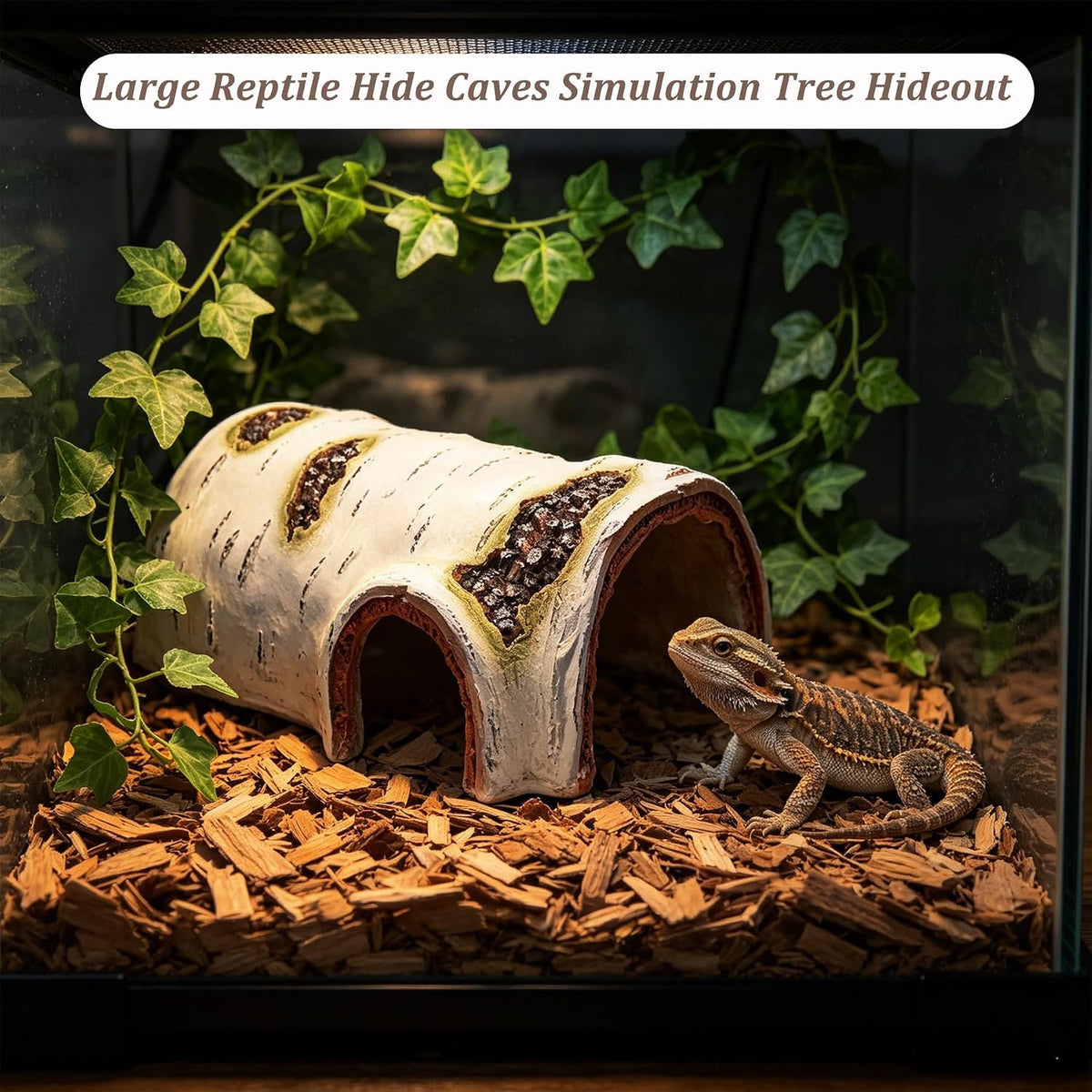 Reptile Hide, Great for Geckos, Snakes, Bearded Dragons & Lizards, It Doubles as Aquarium Rock Cave Corner Cave for Climbing Hiding