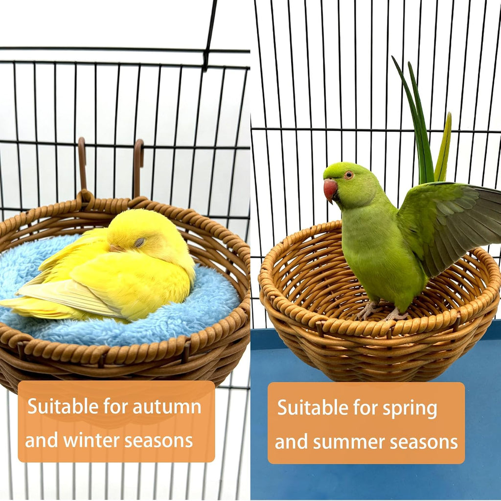 Rattan Bird Nest for Cage，2PCS Hanging Parrot Breeding Nesting House