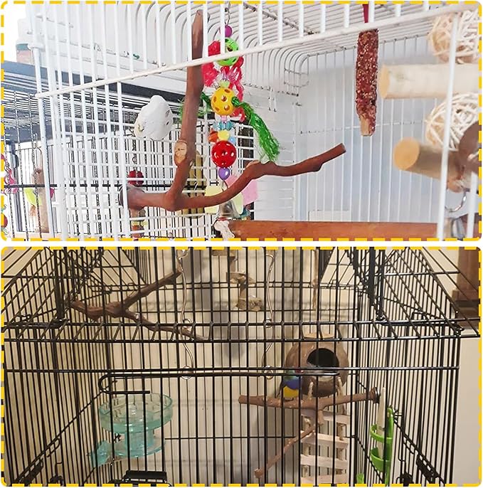 PINVNBY 2Pcs Wood Perches for Bird Cage, Natural Parrot Stand Branch Parakeet - Image 6