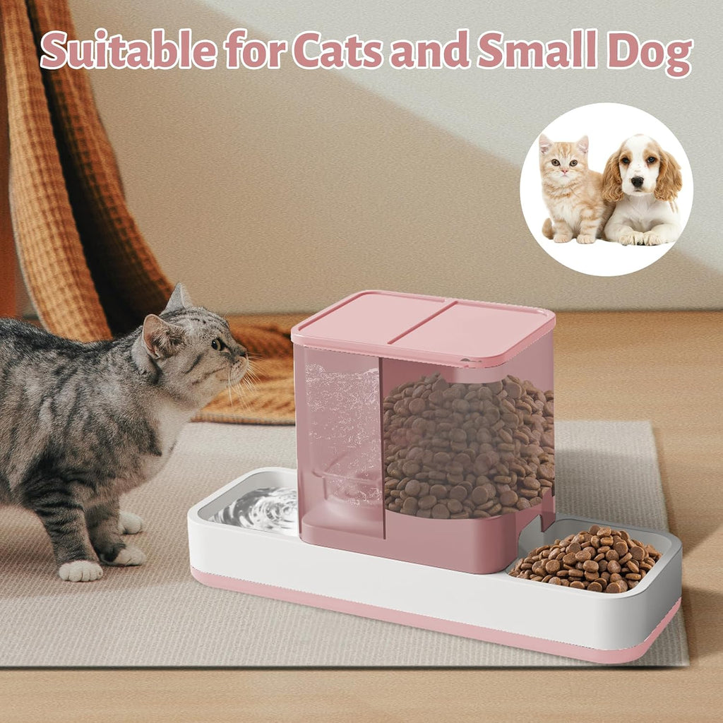 Yummy Sam Automatic Small Pet Feeder and Water Dispenser, Pink