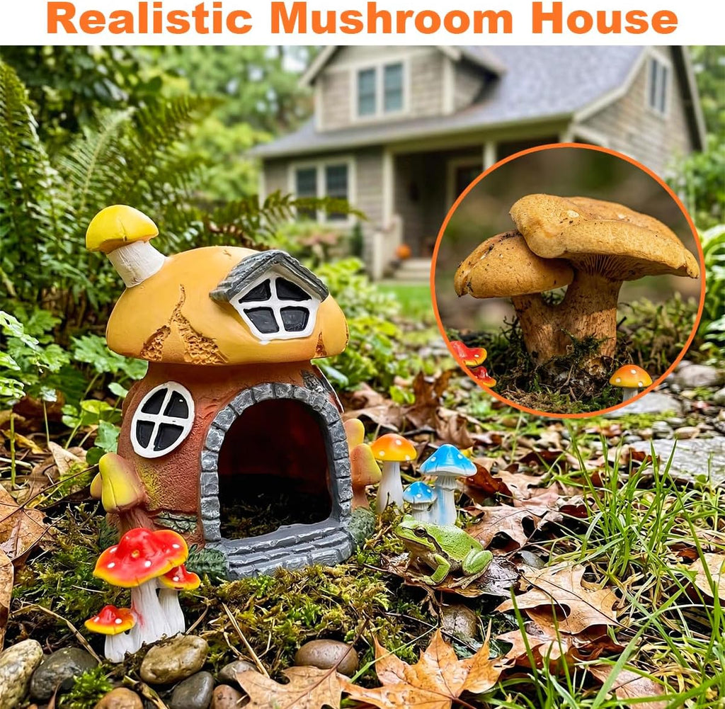 Toad House Reptile Snake Hide, 6''H Mushroom Ball Python Hide for Outside