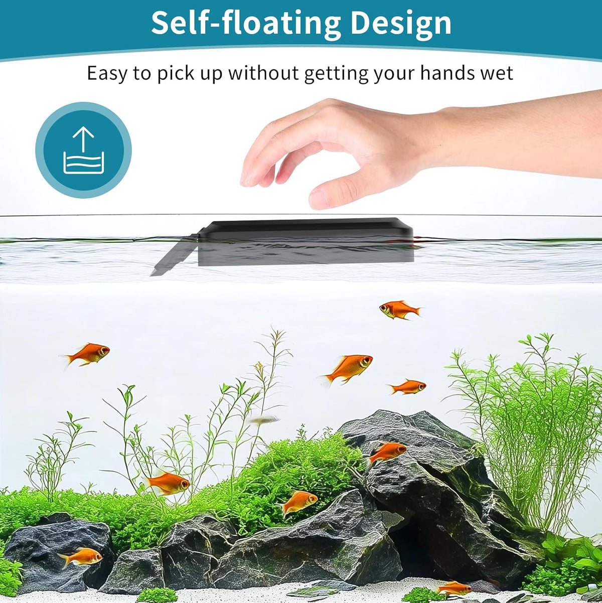 hygger Aquarium Magnet Glass Cleaner, Magnetic Fish Tank Cleaner with 2 Blades For Glass and Acrylic Aquariums, Aquarium Algae Scraper with Super Strong Magnet for Fish Tanks 0.3-0.6Inch Thickness (L)