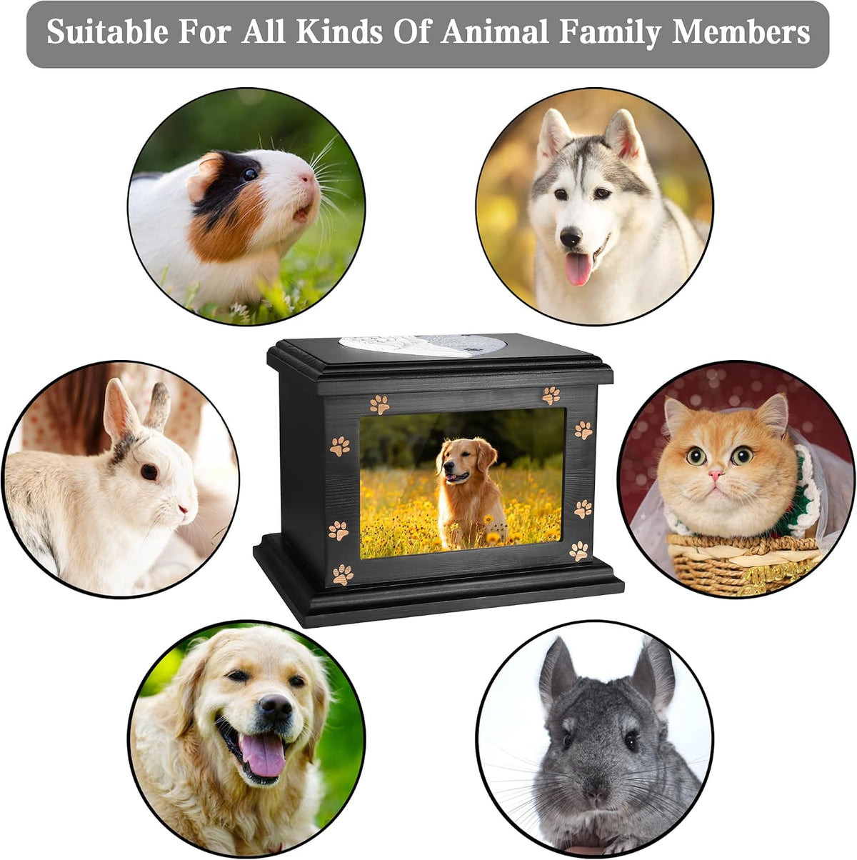 ADMLC Pet Memorial Urns for Dogs or Cats Ashes with Photo Frame