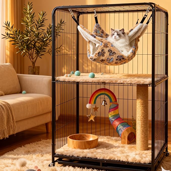 Cat Hammock for Cage, Soft Warm Hanging Bed for Kitten, Guinea Pig, Chinchilla - Image 7