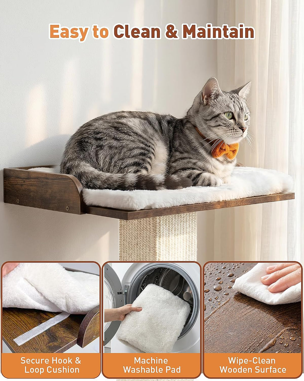 25.2" Retro Cat Scratching Post with Perch for Indoor Cats