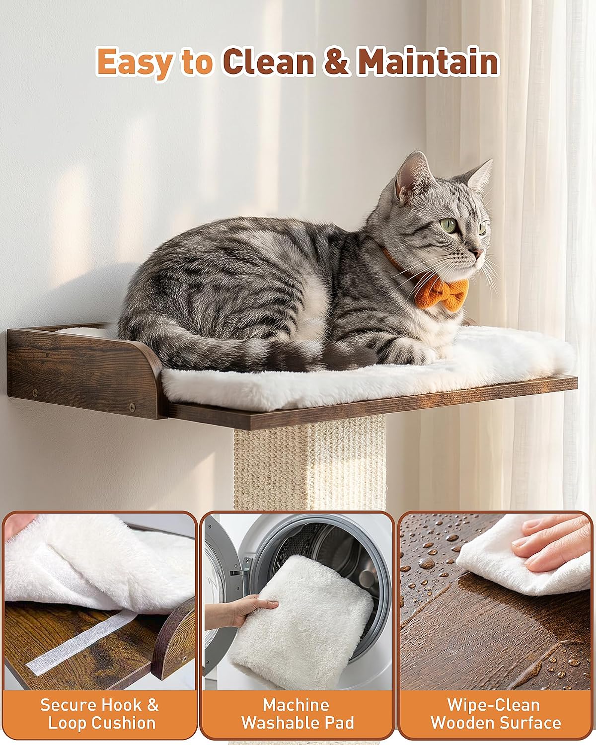 25.2" Retro Cat Scratching Post with Perch for Indoor Cats