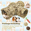 PINVNBY Hamster Grass Tunnel Toy Nature's Hideaway Guinea Pig Tunnels and Tubes Straw Tunnel House with 4 Entrances for Chinchillas Hedgehogs Rats Gerbils (4 PCS)