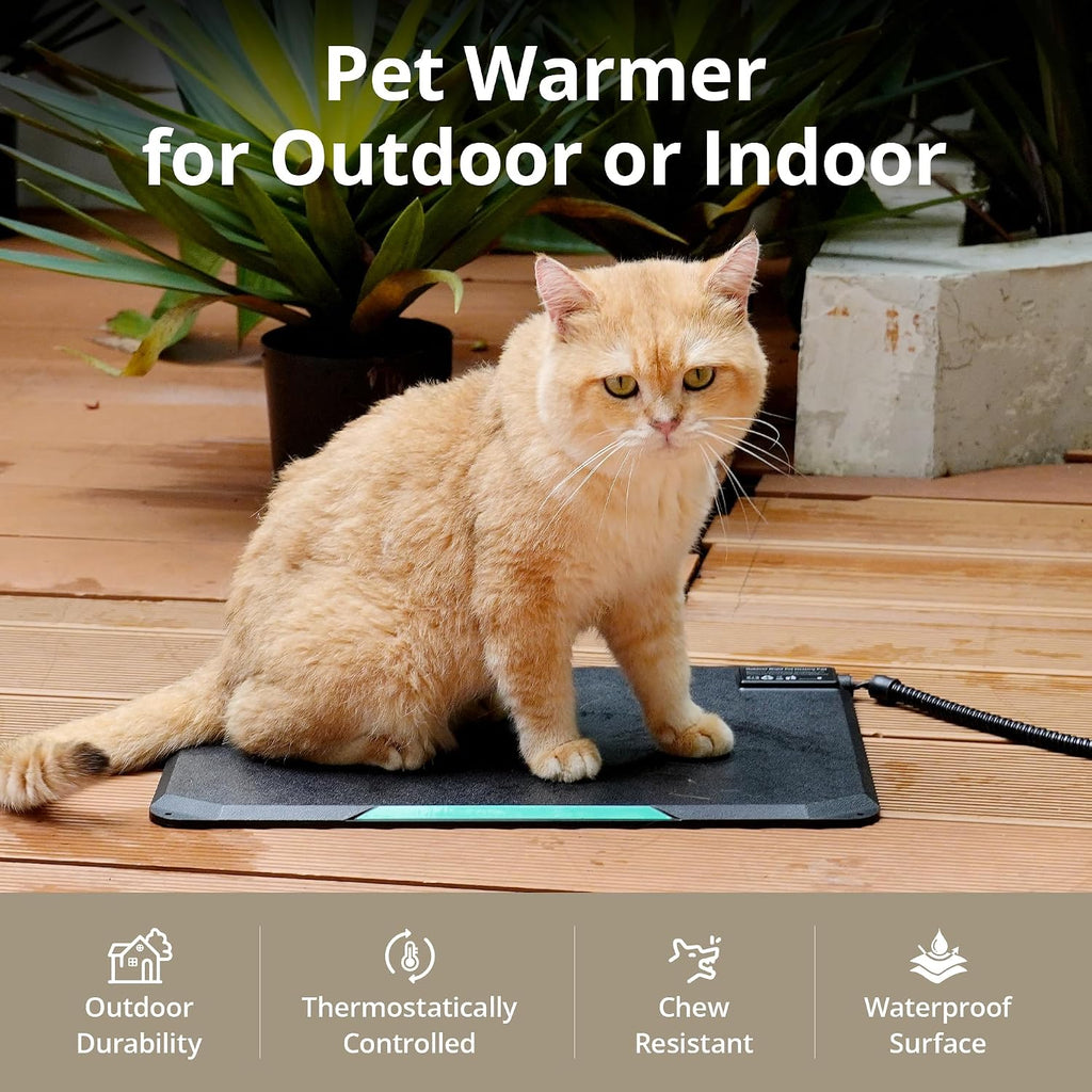 Outdoor Cat Heating Pad, Waterproof Housing, 16.5" x 11.8", 35W