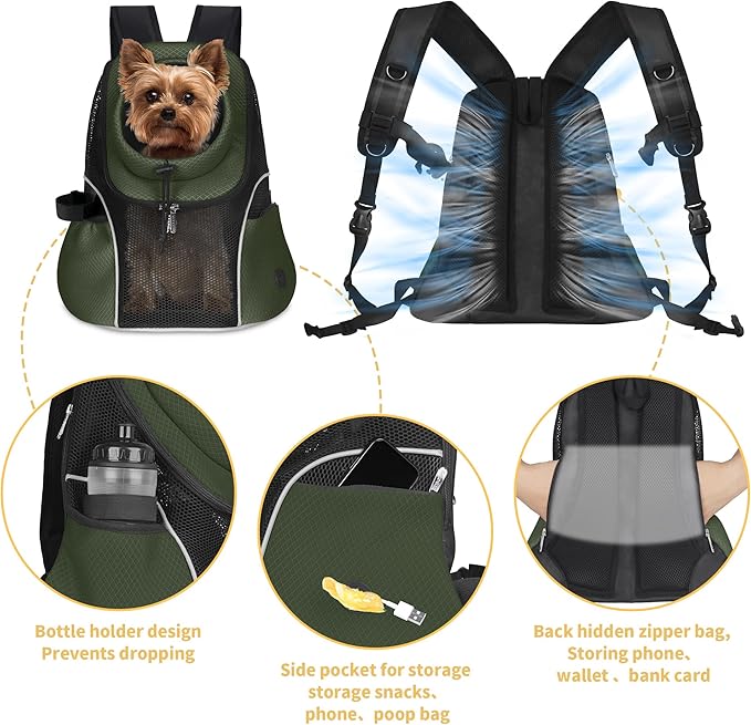 WOYYHO Pet Dog Carrier Backpack Small Dog Front Backpack Ventilated Mesh Dog - Image 3