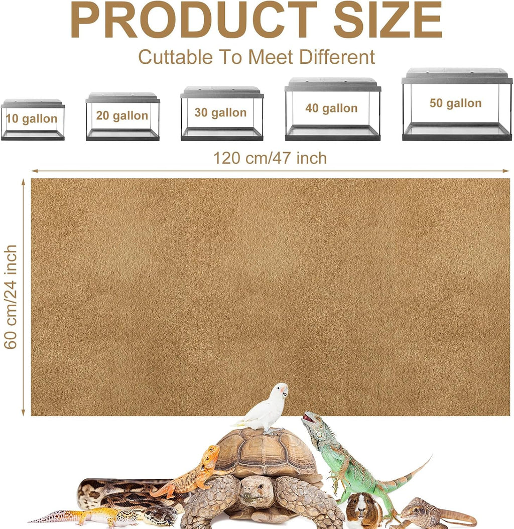 Haull 4 Pcs Reptile Carpet Terrarium Floor Mat Liner, 47 x 24 Inch, Coffee