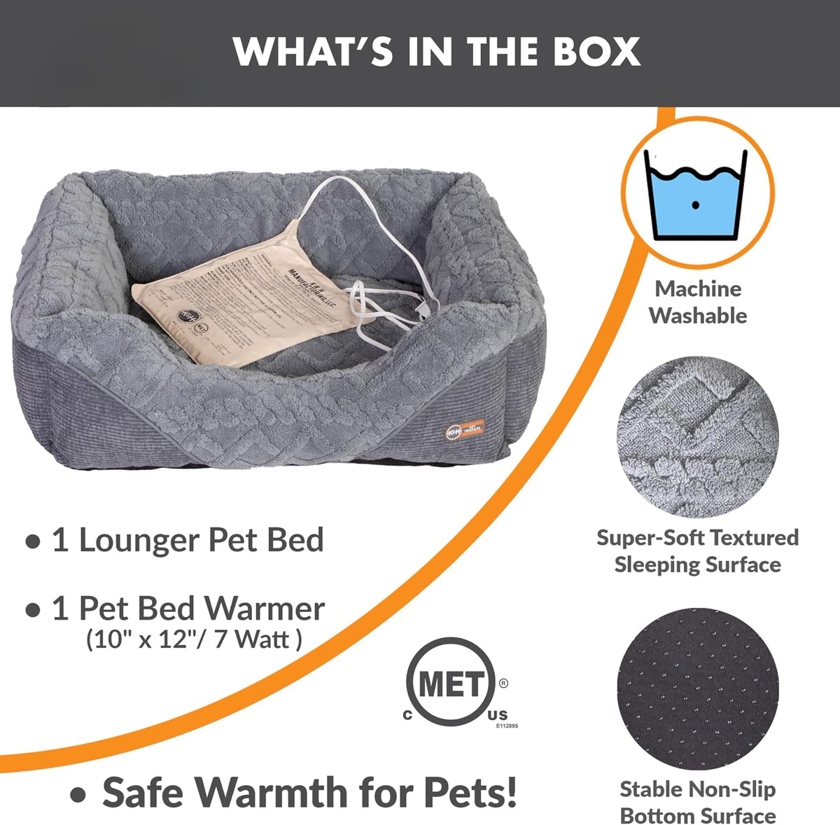 K&H Heated Pet Bed, Thermo-Pet Lounge Sleeper Indoor, Safety Listed Medium
