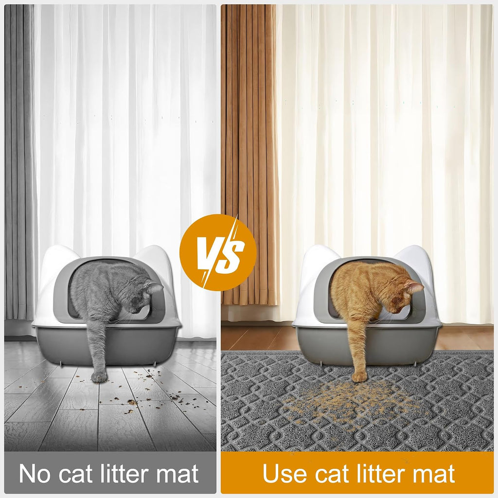 Cat Litter Box Mat, 35" x 24" Large Kitty Litter Trapping Mat Keep Floor Clean, Litter Box Mat Scatter Control, Waterproof, Easy to Clean, Durable Large Size Litter Mats for Floor